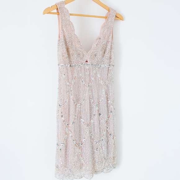 Basix Mini scalloped beaded dress light pink Size: 0 - Picture 1 of 9